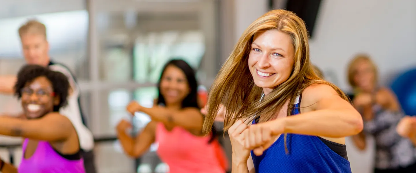 A group of people in a fitness class