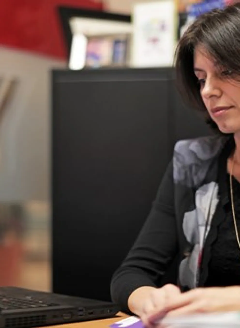 Woman looking at computer