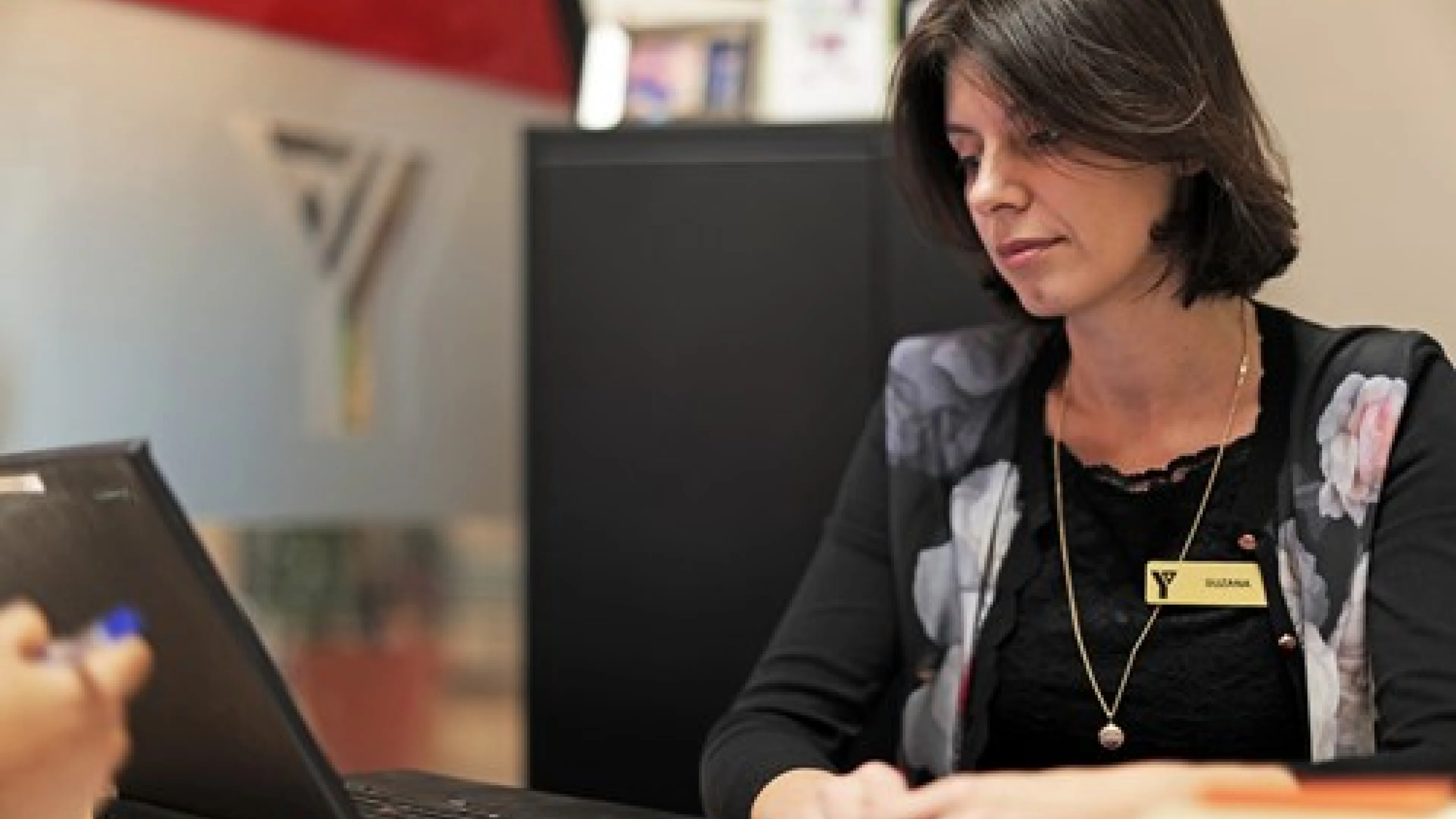 Woman looking at computer